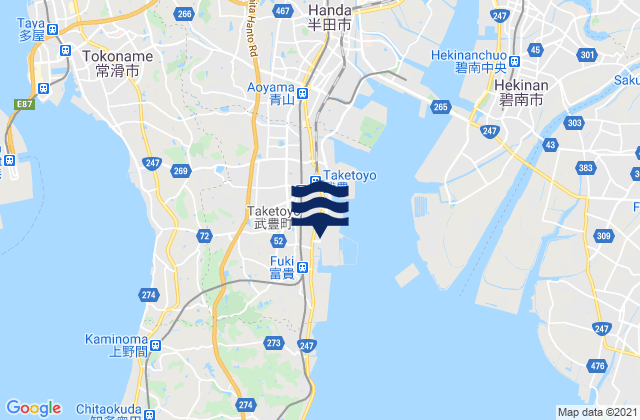 Karte der Gezeiten Chita-gun, Japan
