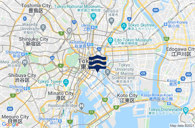 Karte der Gezeiten Chiyoda-ku, Japan