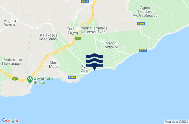 Karte der Gezeiten Choirokoitía, Cyprus