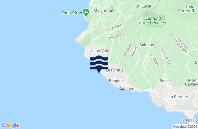 Karte der Gezeiten Choiseul, Saint Lucia