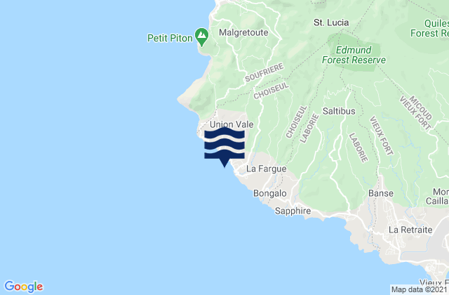 Karte der Gezeiten Choiseul, Saint Lucia