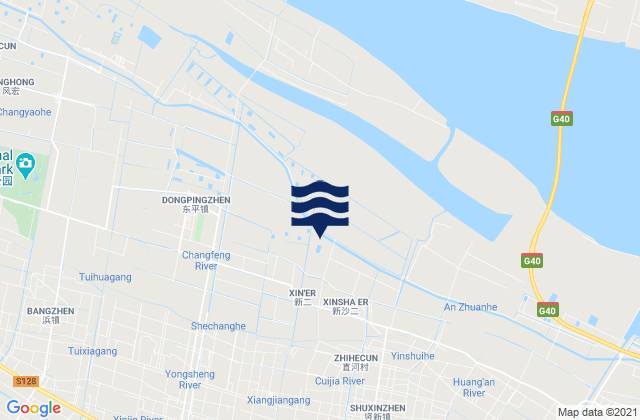 Karte der Gezeiten Chongming Dao, China