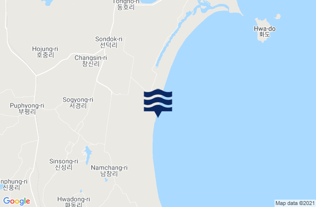 Karte der Gezeiten Chongpyong County, North Korea