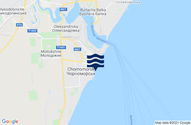 Karte der Gezeiten Chornomors’k, Ukraine