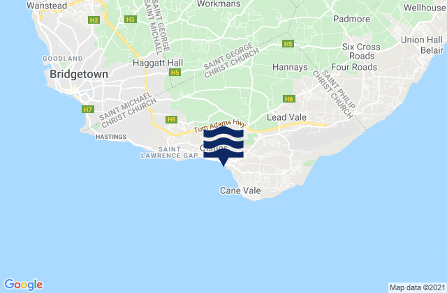 Karte der Gezeiten Christ Church, Barbados