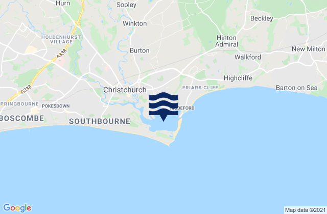 Karte der Gezeiten Christchurch Harbour, United Kingdom