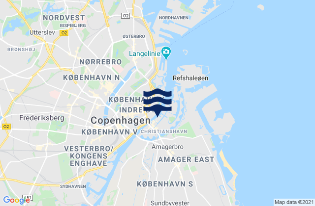 Karte der Gezeiten Christianshavn, Denmark