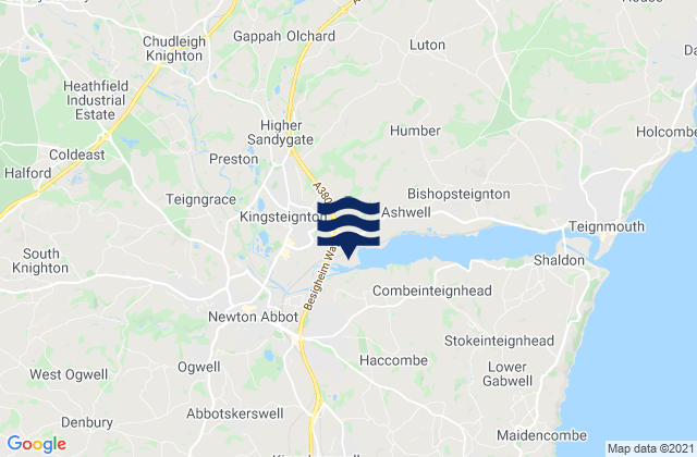 Karte der Gezeiten Chudleigh, United Kingdom
