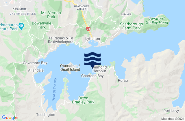 Karte der Gezeiten Church Bay, New Zealand