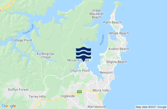 Karte der Gezeiten Church Point, Australia