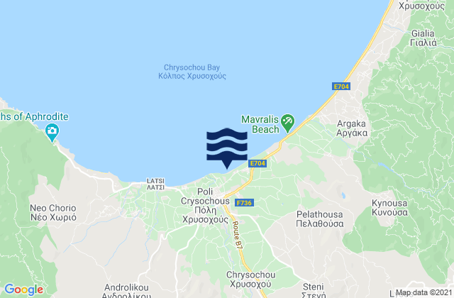 Karte der Gezeiten Chóli, Cyprus
