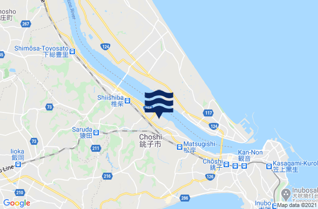 Karte der Gezeiten Chōshi-shi, Japan