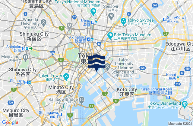 Karte der Gezeiten Chūō Ku, Japan