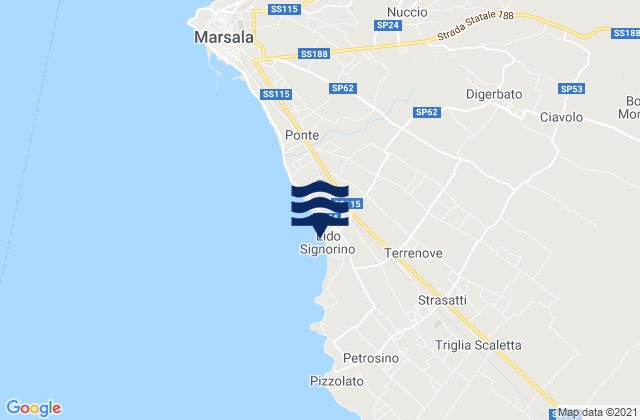 Karte der Gezeiten Ciavolo, Italy