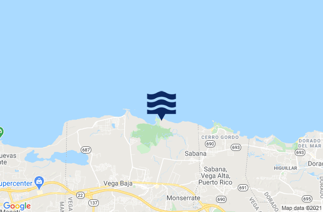 Karte der Gezeiten Cibuco Barrio, Puerto Rico