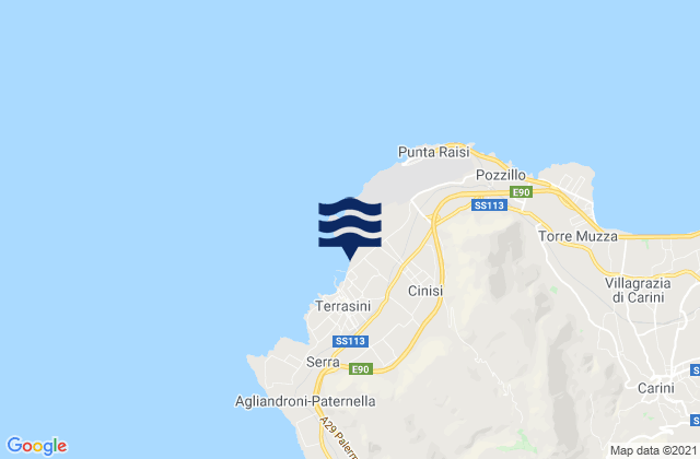 Karte der Gezeiten Cinisi, Italy