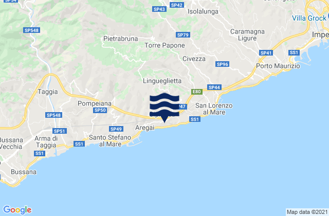 Karte der Gezeiten Cipressa, Italy