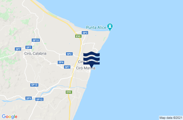 Karte der Gezeiten Cirò Marina, Italy