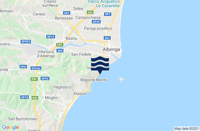 Karte der Gezeiten Cisano, Italy