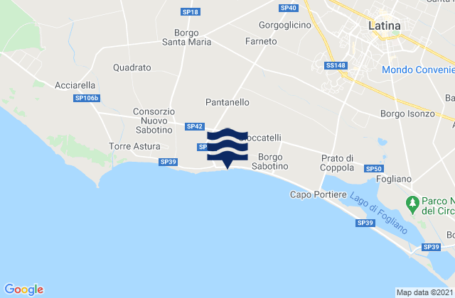 Karte der Gezeiten Cisterna di Latina, Italy