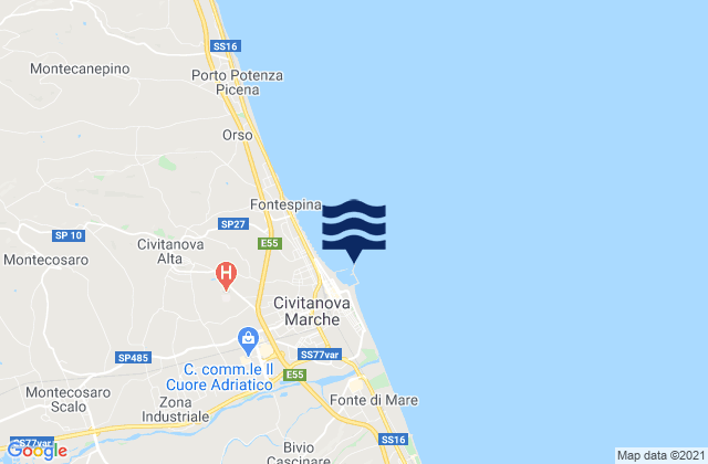 Karte der Gezeiten Citanova Marche, Italy