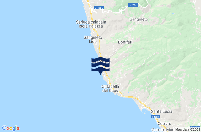 Karte der Gezeiten Cittadella del Capo, Italy