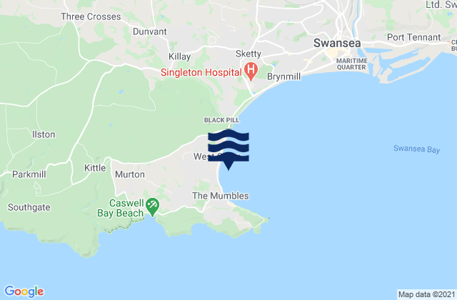 Karte der Gezeiten City and County of Swansea, United Kingdom