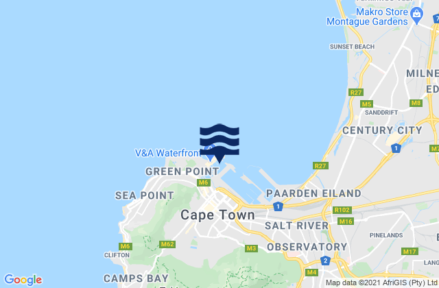 Karte der Gezeiten City of Cape Town, South Africa