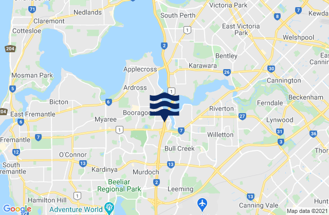Karte der Gezeiten City of Cockburn, Australia