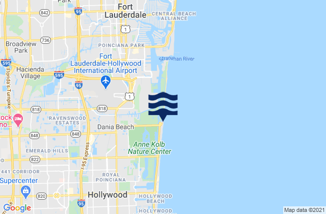 Karte der Gezeiten City of Dania Beach Marina, United States