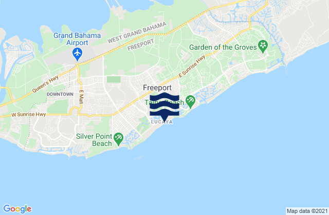 Karte der Gezeiten City of Freeport District, Bahamas