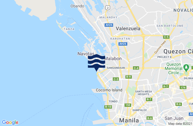 Karte der Gezeiten City of Malabon, Philippines