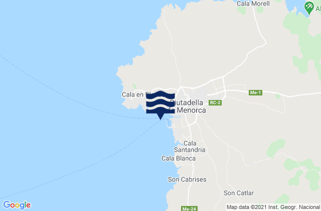 Karte der Gezeiten Ciudadela de Menorca, Spain