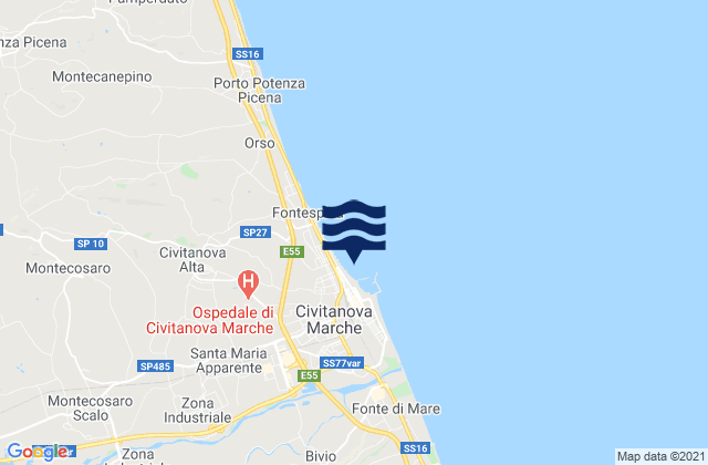 Karte der Gezeiten Civitanova Marche, Italy