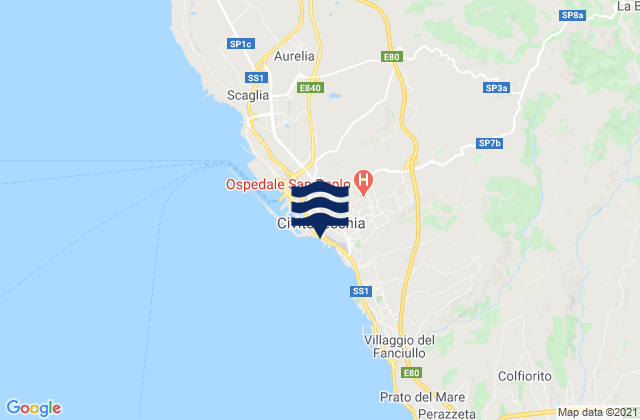 Karte der Gezeiten Civitavecchia, Italy