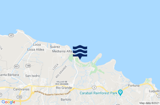 Karte der Gezeiten Ciénaga Baja Barrio, Puerto Rico