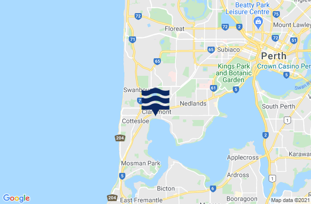 Karte der Gezeiten Claremont, Australia