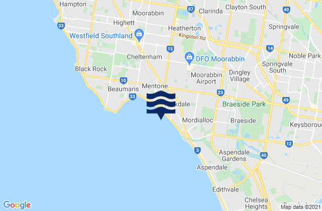 Karte der Gezeiten Clayton South, Australia