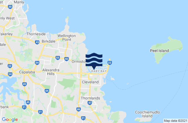 Karte der Gezeiten Cleveland, Australia