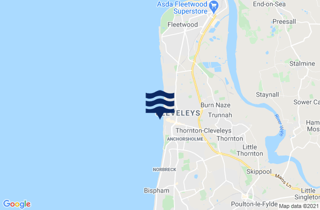 Karte der Gezeiten Cleveleys Beach, United Kingdom