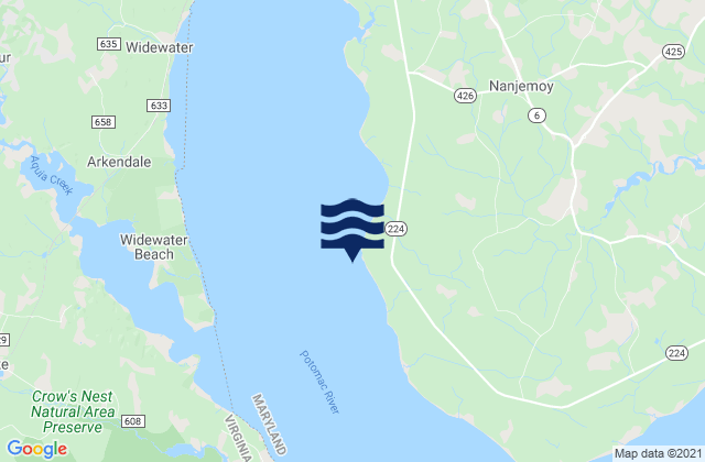 Karte der Gezeiten Clifton Beach Smith Point Md., United States
