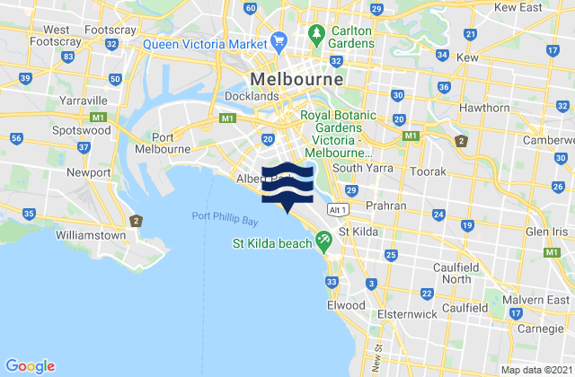 Karte der Gezeiten Clifton Hill, Australia