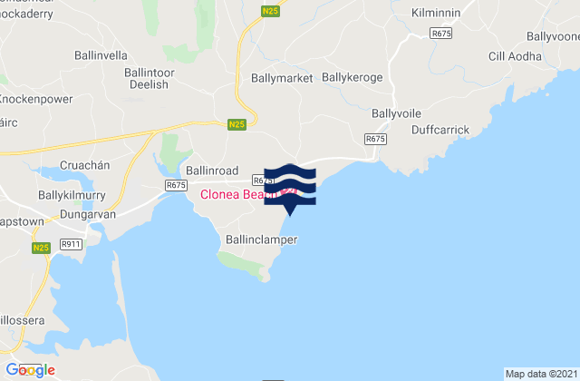 Karte der Gezeiten Clonea Bay, Ireland