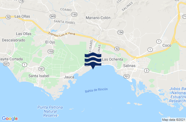 Karte der Gezeiten Coamo Municipio, Puerto Rico