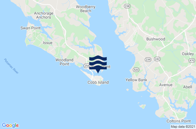 Karte der Gezeiten Cobb Island, United States