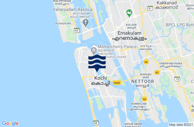 Karte der Gezeiten Cochin, India