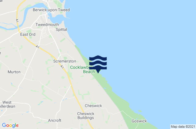 Karte der Gezeiten Cocklawburn Beach, United Kingdom
