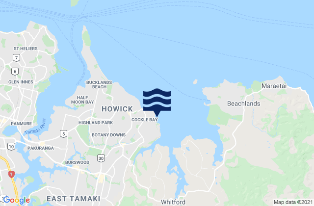 Karte der Gezeiten Cockle Bay, New Zealand