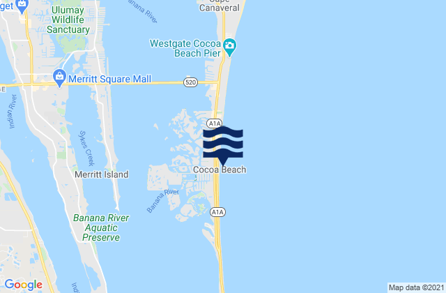 Karte der Gezeiten Cocoa Beach, United States