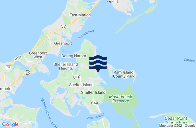 Karte der Gezeiten Coecles Harbor Marina and Boatyard, United States